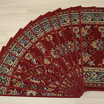 インテリアショップゆうあい ラリスタン 階段マット 13枚セット 約22cm×67cm レッド 滑り止めマット ベルギー製