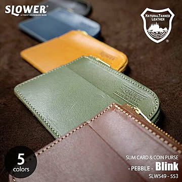 SLOWER スロウワー PEBBLE SLIM CARD＆COIN PURSE Blink ぺブル スリムカード＆コインパース ブリンク 小銭入れ 財布 お札入れ カード 栃木レザー 本革 日本製
