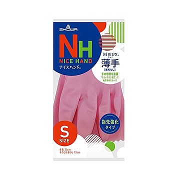 （まとめ）ショーワグローブ ナイスハンドミュー薄手 S ピンク NHMU-SP 1セット（10双）【×5セット】