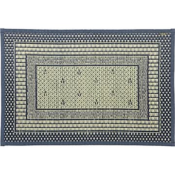 エルモード 国産い草 フロアマット 約70×120cm ブルー 縁 綿100％ 裏貼り