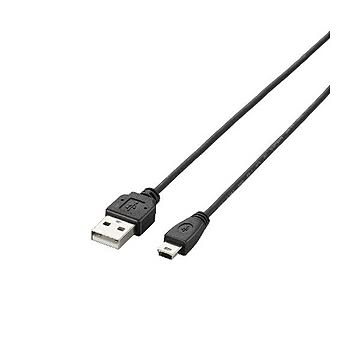 (まとめ)エレコム 極細USB2.0ケーブル(mini-Bタイプ) U2C-MXN20BK【×5セット】