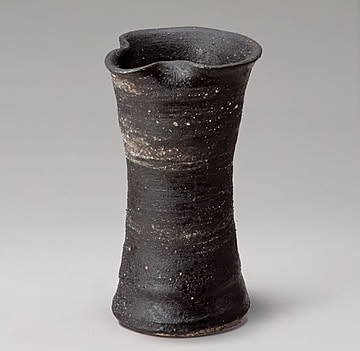 信楽焼 花入 黒刷毛目