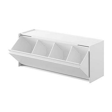 tower タワー(山崎実業) ウォール洗面収納ケース 石こうボード壁対応 Wall-Mounted Washbasin Storage Unit フラップ式 浮かせて収納 仕切り付き 綿棒 コットン