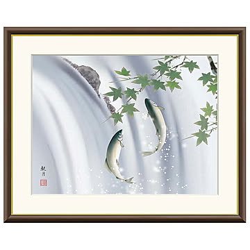 額絵 楓に鮎 森山観月 42x34cm 三幸