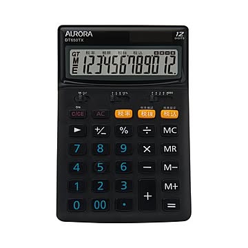 (まとめ) AURORA 中型電卓 12桁 卓上タイプ DT650TX-B 1台 【×10セット】