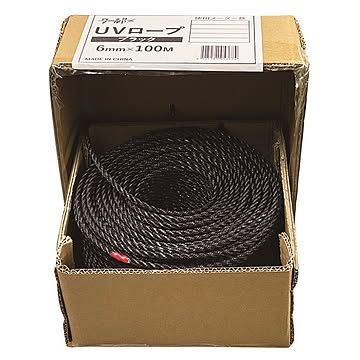 ワールド UVロープ φ6×100ｍ ブラック 【0953-01801】