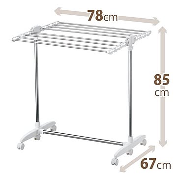 大判バスタオル対応 折りたたみ可 室内物干しスタンド バスタオルハンガー 幅87cm キャスター付き ポーリッシュ