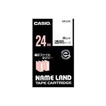 (業務用30セット) カシオ CASIO 透明テープ XR-24X 透明に黒文字 24mm