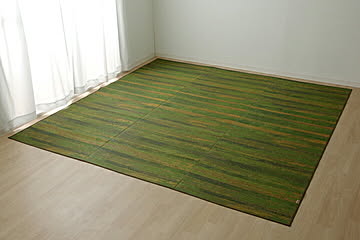 純国産 い草花ござカーペット カイン 江戸間4.5畳 約261×261cm グリーン