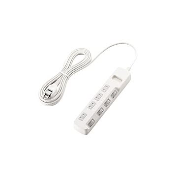 (まとめ)エレコム ほこり防止シャッター付 雷ガードタップ T-K6A-2450WH×2セット