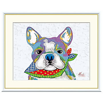 額絵 フレンチブルドッグ 山口美咲 52x42cm 三幸