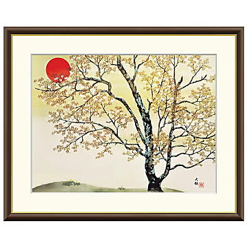 額絵 春の朝 横山大観 61x49.5cm 三幸