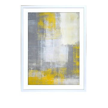 Abstract Art Grey and Yellow アートポスター（フレーム付き） m13054