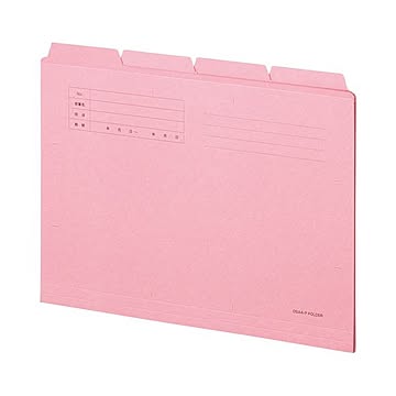 (まとめ) TANOSEE カットフォルダー4山A4 ピンク 1セット(40冊:4冊×10パック)  【×10セット】