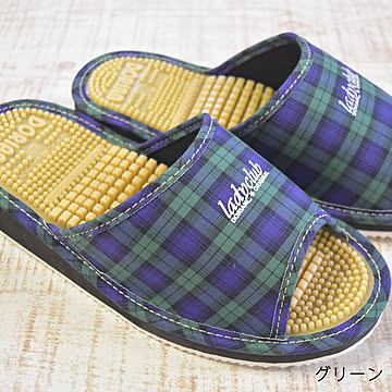 健康サンダル レディース 室内 タータンチェック 女性用 スリッパ 快適フミフミ エレガント 健康スリッパ 足ツボ ドリアン 竹ふみ効果