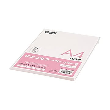 (まとめ) TANOSEE αエコカラーペーパーII A4 ライトピンク 少枚数パック 1冊（100枚） 【×30セット】