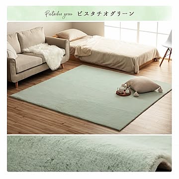 イケヒコ・コーポレーション フェイクファーラグ ラピアス ピスタチオグリーン 200×300cm