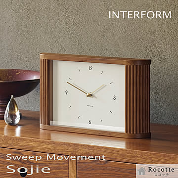【電池ﾌﾟﾚｾﾞﾝﾄ】インターフォルム  掛け時計 置時計 2way 連続秒針  ソイエ CL4618 