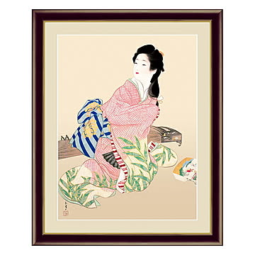 アート 額絵 娘深雪 上村 松園 本紙サイズ F4(約31x23cm) 額サイズ 42x34cm 三幸