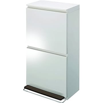 日本製 2段式薄型ワイドダストボックス 容量40L ホワイト 幅40cm×奥行28cm