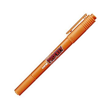 (まとめ) 三菱鉛筆 水性マーカー プロッキー 細字丸芯+極細 橙 PM120T.4 1本 【×50セット】