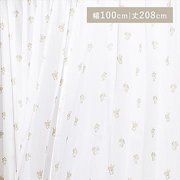 UVカット プライバシーカット レースカーテン 2枚組み フラワー