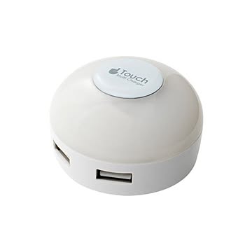 （まとめ） ミヨシ LEDライト搭載USB充電器 3.4A対応 白 電球色 IPA-34LLD／WH 【×2セット】