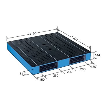 岐阜プラスチック工業 カラープラスチックパレット HB-R2・1111SC ブラック／ブルー 両面使用 1100×1100mm 自動倉庫対応【代引不可】