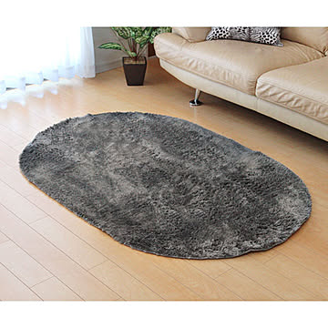 イケヒコ・コーポレーション シャギー調ラグ ラルジュ 100×150楕円 グレー 3958759