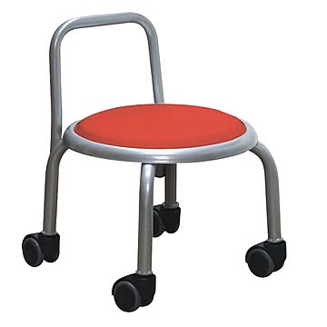 スタッキングチェア 3脚セット レッド×シルバー 幅32cm ボン 背付ローキャスターチェア