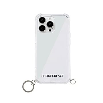 PHONECKLACE ストラップ用リング付きクリアケース for iPhone 13 Pro シルバーチャーム PN21610i13PSV