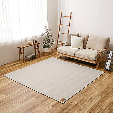 萩原 ボーナ ヘリンボーンラグ 約230×230cm グレー 洗濯機可