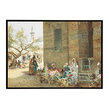 世界の古い絵画 レトロポスター デジタルリマスターMarket scene Cairo イ【bn-poster-3807】
