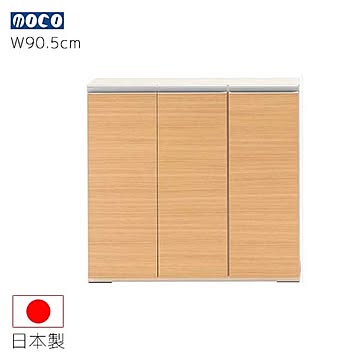 フナモコ ローキャビネット ナチュラル色 LBA-90 幅90.5 奥行31.0 高さ84.0 木目柄 木製 薄型 カウンター下収納 キャビネット 家具 収納家具 インテリア 日本製 送料込み