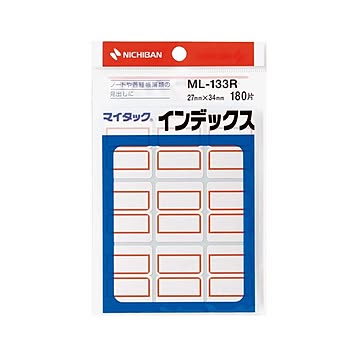 （まとめ） ニチバン マイタック インデックス 紙ラベル 大 27×34mm 赤枠 ML-133R 1パック（180片：9片×20シート） 【×30セット】