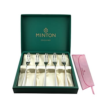 MINTONSシリーズ ケーキフォーク5pcs.セット(ファブリック付) シルバー