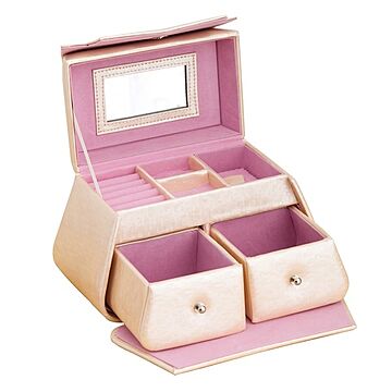 ジュエリーボックス/宝石箱 【バッグ型】 ミラー/引き出し収納付き TR2118 ピンク