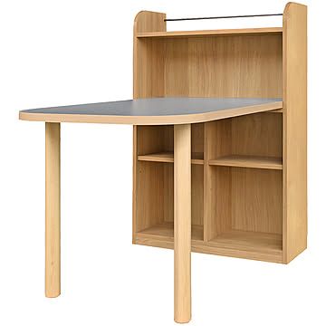 テーブル付きシェルフ パソコンデスク 棚付デスク 幅120cm 机 本棚 PCデスク パソコン机 学習机 学習デスク ワークデスク リビング学習 収納棚 ラック シェルフ メラミン天板 ブラウン