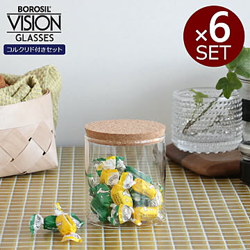 ボロシル ヴィジョングラス LW 6個 ＆ コルクリド（蓋） 75サイズ 6個 BOROSIL VISION GLASS