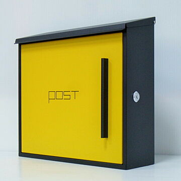 郵便ポスト郵便受け大型メールボックス壁掛け鍵付きマグネット付きイエロー黄色ポスト(yellow)(black) pm205