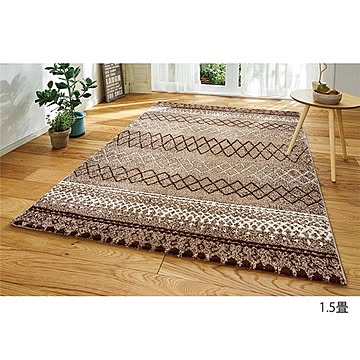 トルコ製 抗菌防臭 ラグマット 80cm×140cm 長方形 エディアベージュ リビング用
