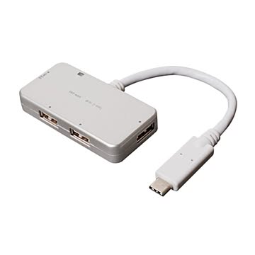 ミヨシ (MCO) USB-C対応 4ポートUSBハブ ケーブル一体型タイプ USH-C02/SL シルバー