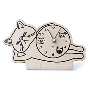 時計 置き時計 北欧 ネコ ねこ 猫 動物 stand clock CATS 木製 日本製 職人の手作り ヤマト工芸