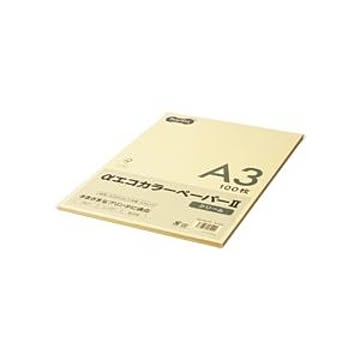 （まとめ） TANOSEE αエコカラーペーパーII A3 クリーム 少枚数パック 1冊（100枚） 【×5セット】
