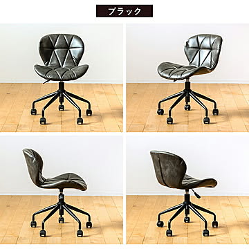 GART Trevo GA-835 組立式 オフィスチェア ヴィンテージデザイン 幅57x奥行57x高さ71〜79cm ブラック