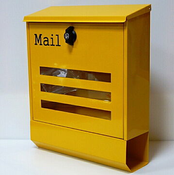 郵便ポスト 郵便受け 錆びにくい 大型メールボックス壁掛けイエロー黄色プレミアムステンレスポスト(yellow) pm144