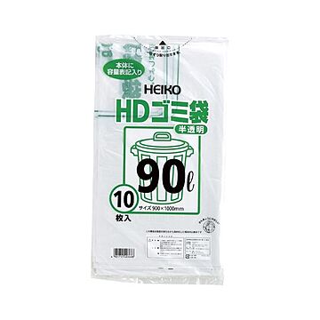 （まとめ） シモジマ HDゴミ袋 半透明ゴミ袋（10枚入） 6604001 【×10セット】