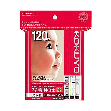 (まとめ) コクヨ インクジェットプリンター用 写真用紙 光沢紙 厚手 L判 KJ-G13L-120N 1冊（120枚）  【×10セット】