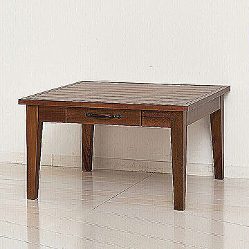 北欧スタイル マホガニー製 ローテーブル 幅60cm 正方形 木製 引き出し付き