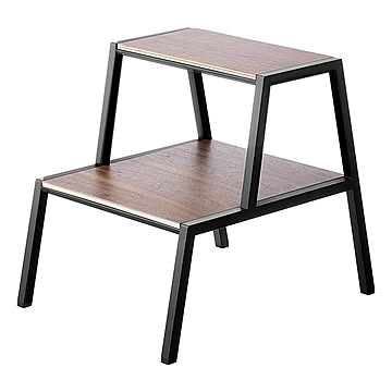 tower タワー(山崎実業) 踏み台 2段 Step Stool, 2-Tier ステップ台 ステップチェア 踏み台 脚立 腰掛け イス キッチン 2段 木製天板 ラック プランタースタンド 棚